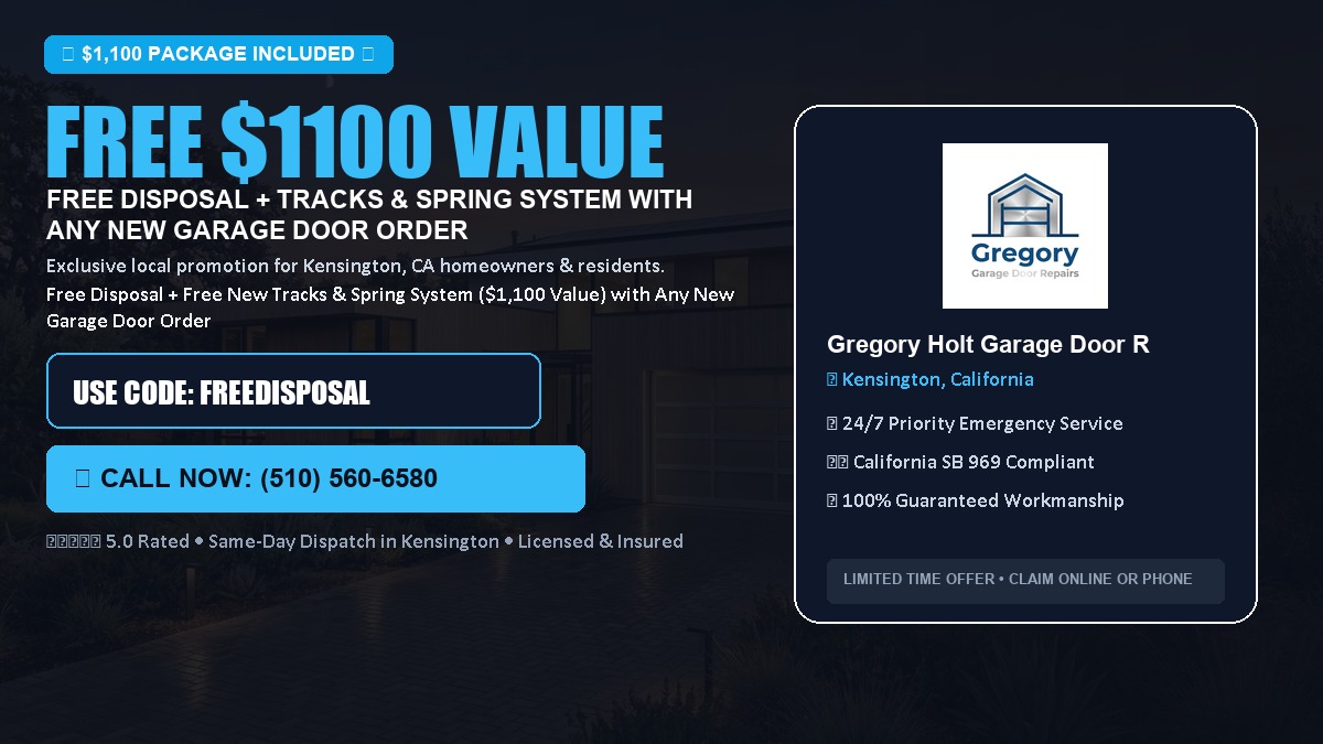 Free Disposal + Free New Tracks & Spring System with Any New Garage Door Order ($1100 Value) in Kensington, CA